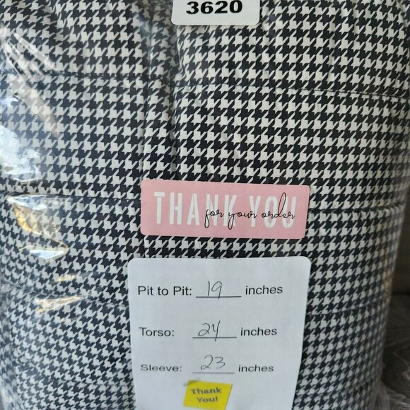 Vince Camuto Puffer Jacket Women Medium Zip Up Houndstooth Print Black White NWT - Picture 15 of 16